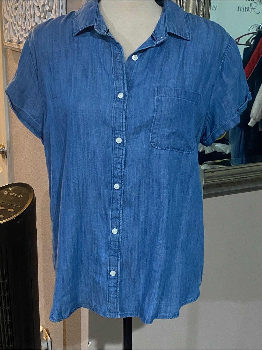 St. John's Bay Blue Short-Sleeve Button-Down Shirt